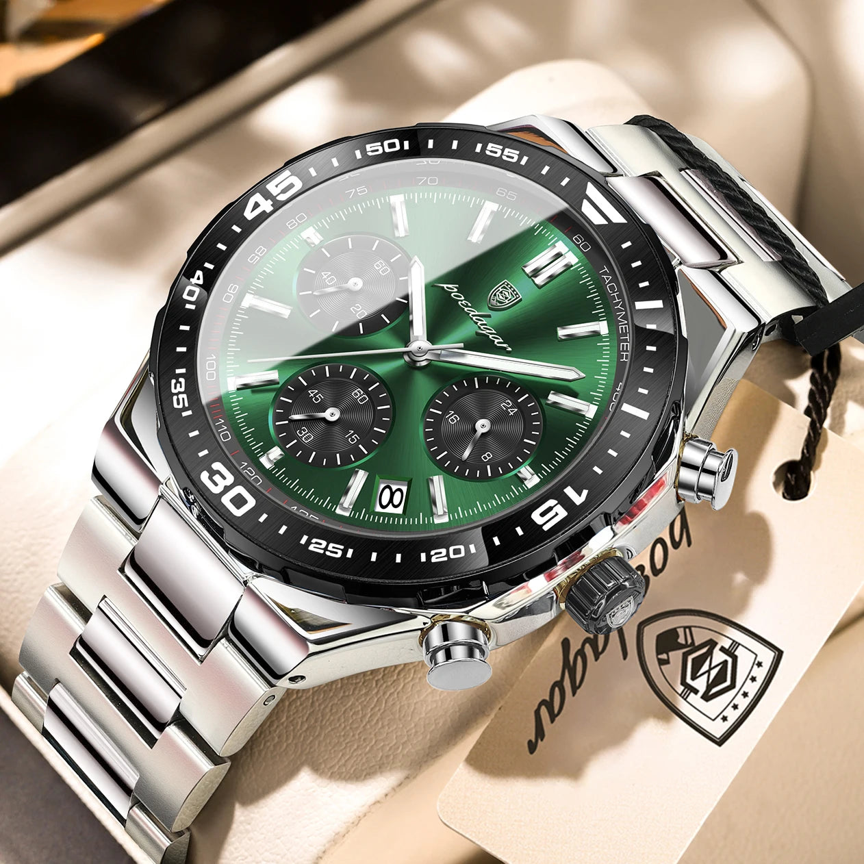 POEDAGAR Fashion Creative Men's Quartz Watch Waterproof Luminous Sport Man Clock Date Chronograph Business Watches For Men Reloj