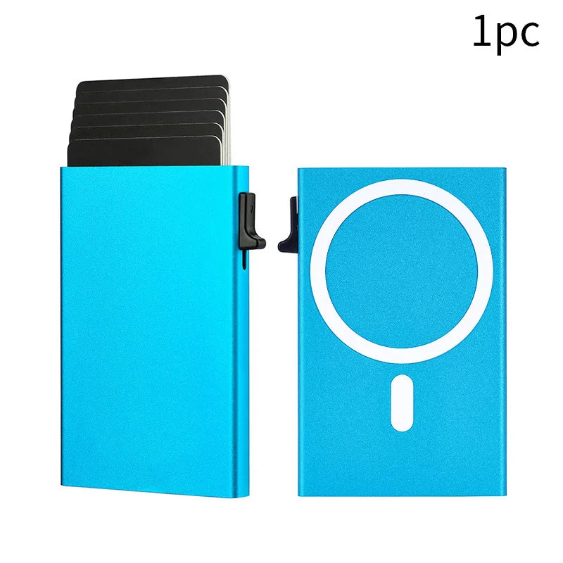 2026 New Arrival RFID Protection Card Box, Magnetic Aluminum Alloy Design, Fashion Pop-Up Card Clip Wallet For Men Women