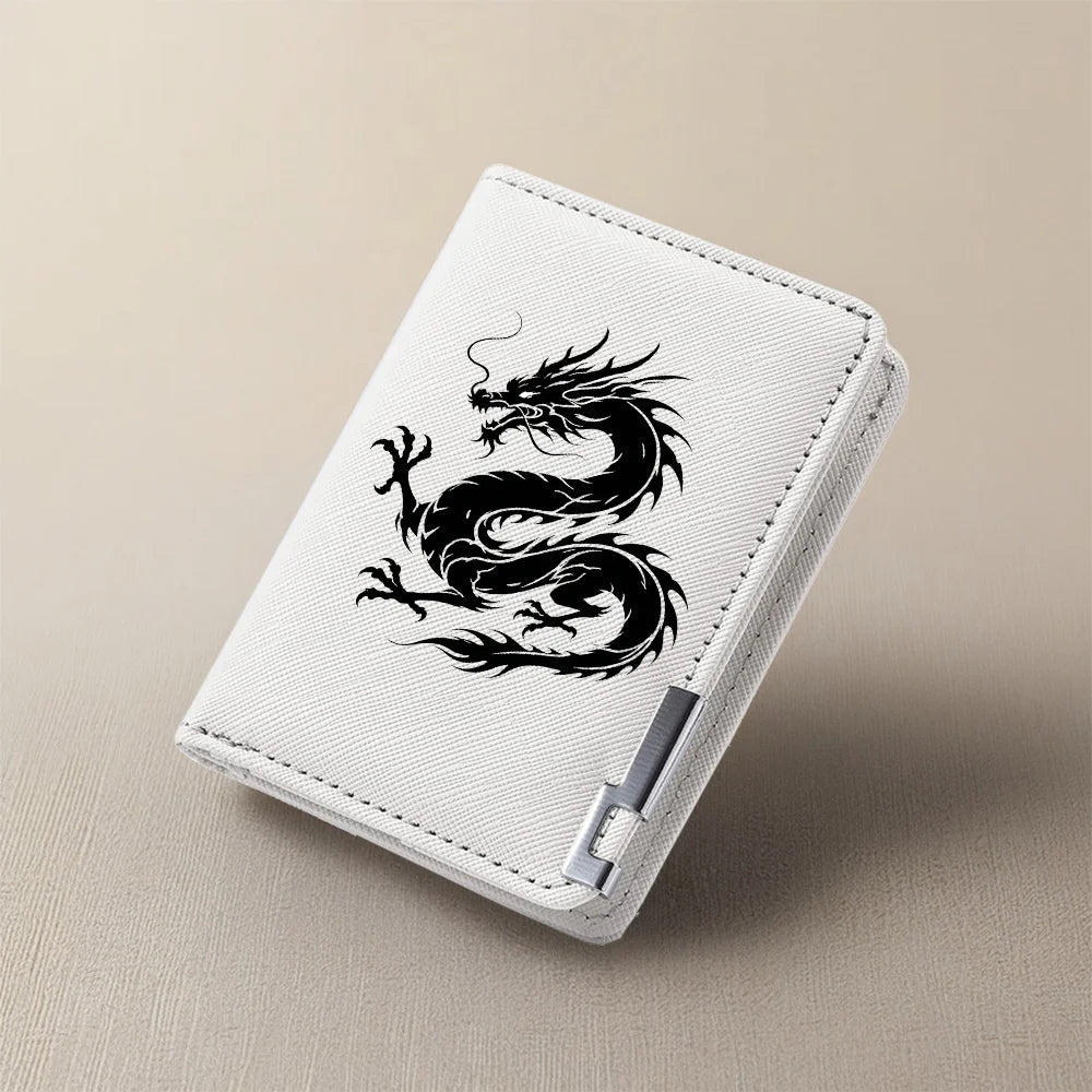Men's Mini Multi-Functional Wallet Personalized Dragon Pattern PU Leather Credit Card Storage Wallet