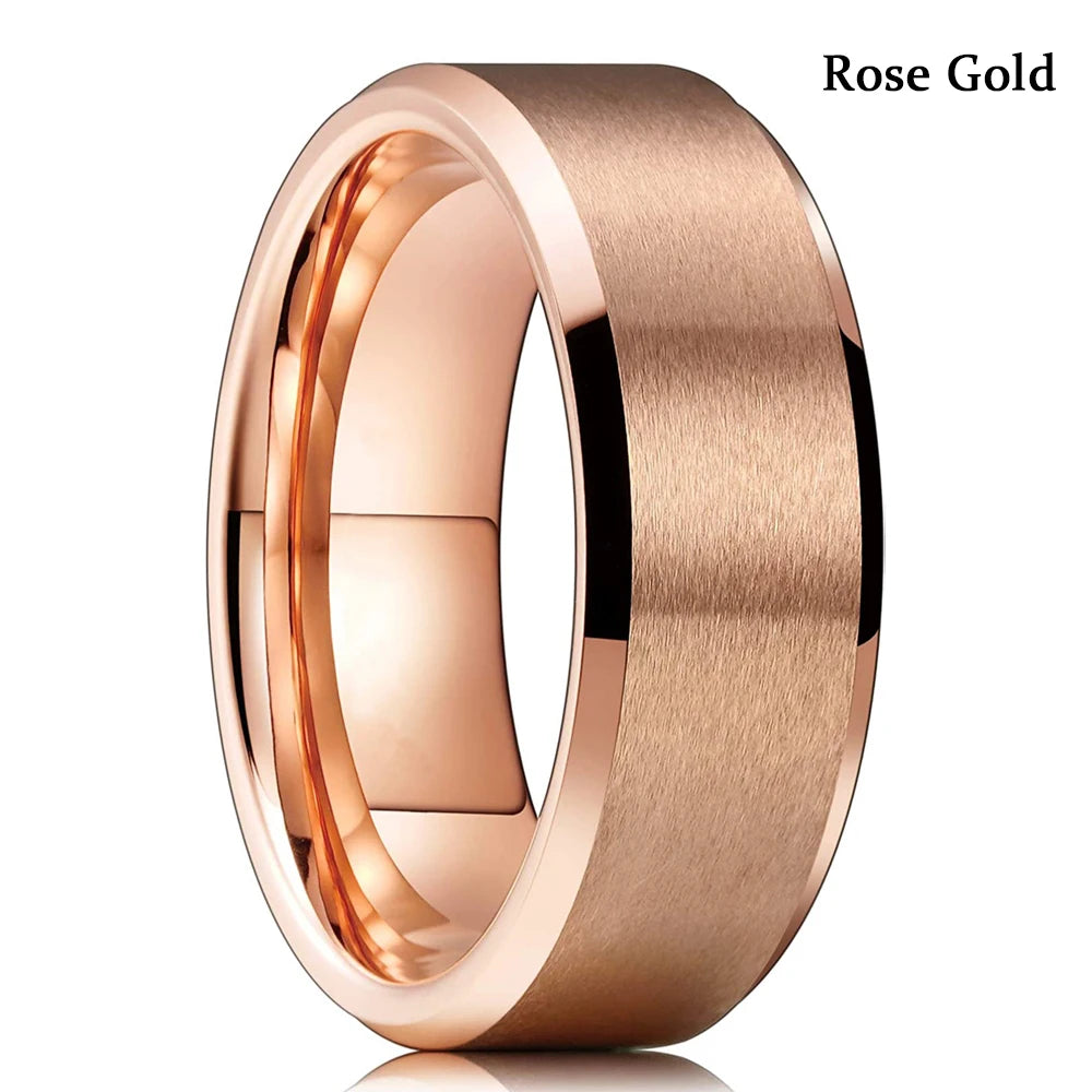 2023 Trendy Men's 8mm Black Titanium Wedding Band Rings Double Black Groove Beveled Edge Stainless Steel Engagement Ring For Men