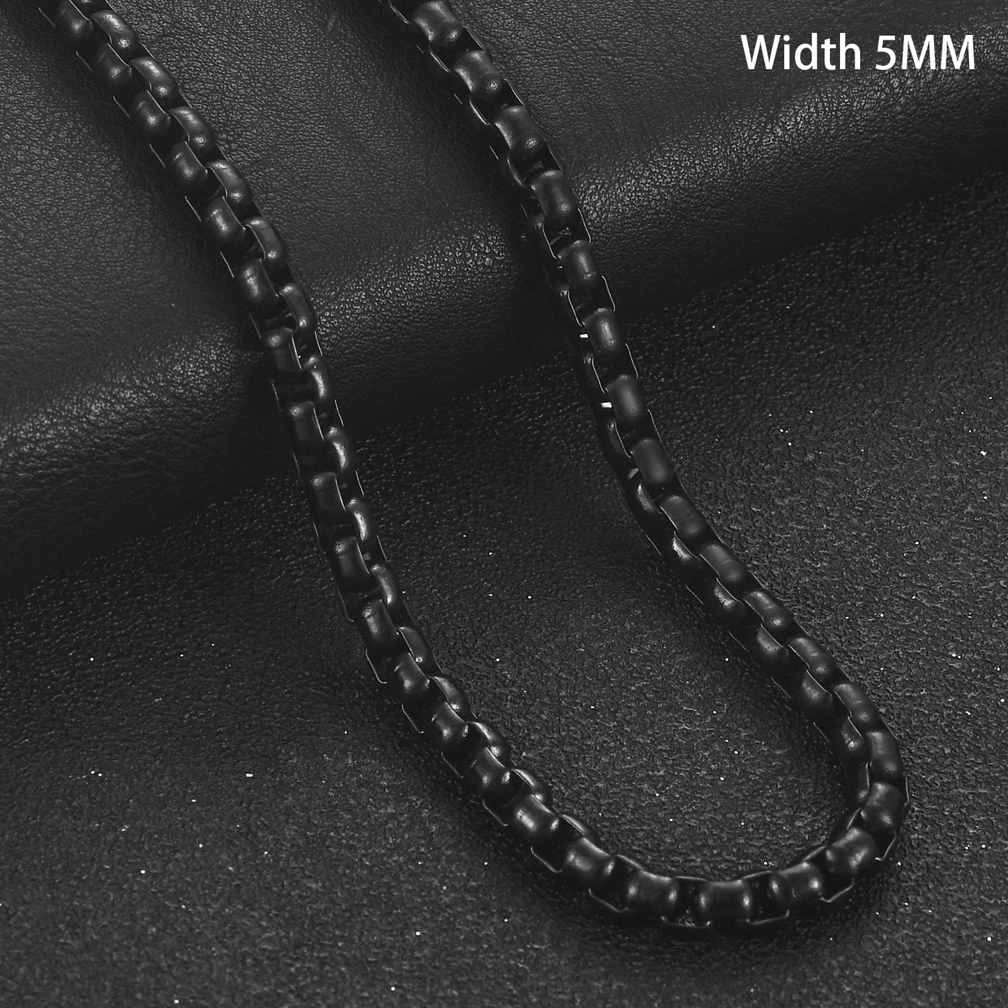 2/3/4/5mm Men's Black Plated Stainless Steel Square Rolo Box Chain Necklace for Women Men Metal Choker Jewelry Gift Accessories