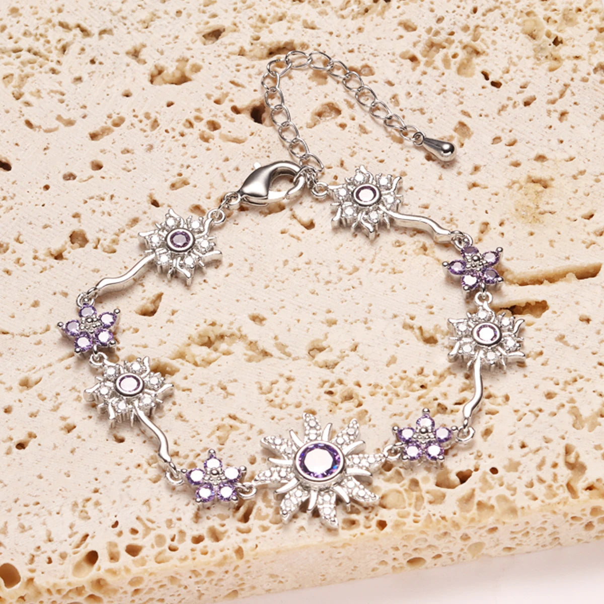 Sunflower Bracelet Sun Bracelet with Shiny Zirconia Holiday Gift for Travel Vacation Wear Essential Fashion Item for Going Out