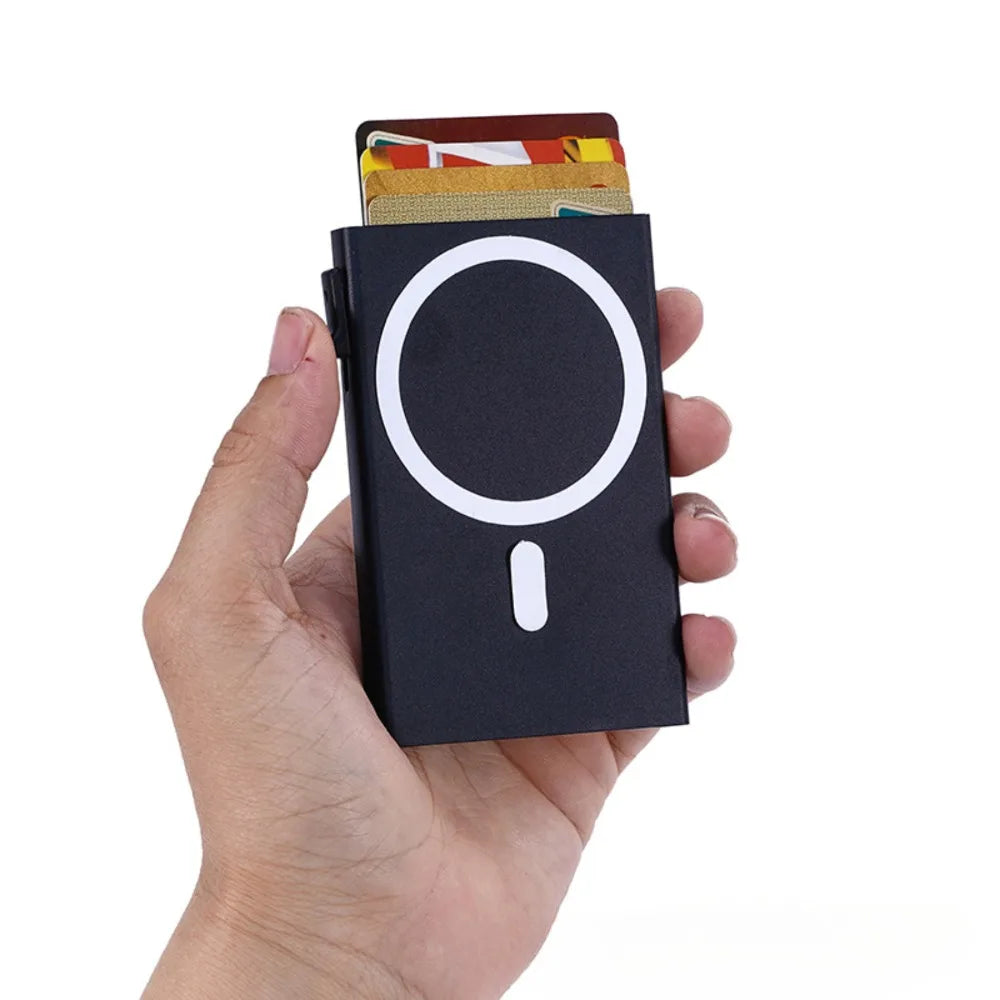 2026 New Arrival RFID Protection Card Box, Magnetic Aluminum Alloy Design, Fashion Pop-Up Card Clip Wallet For Men Women