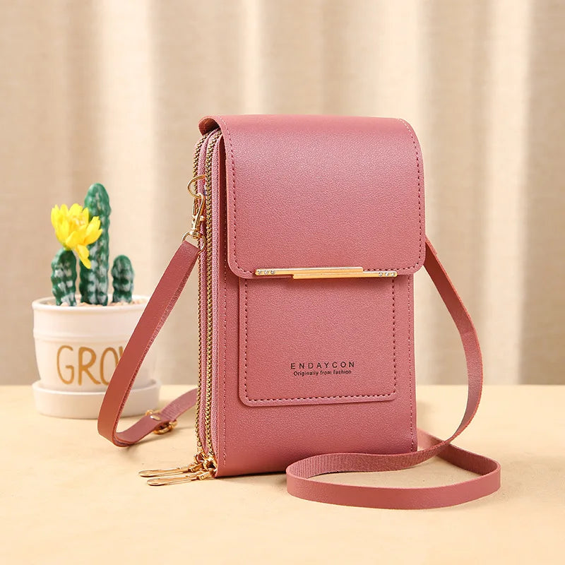 Women Crossbody Shoulder Bags Wallets Touch Screen Cell Phone Purse Soft Leather Strap Handbag for Female Luxury Messenger Bags