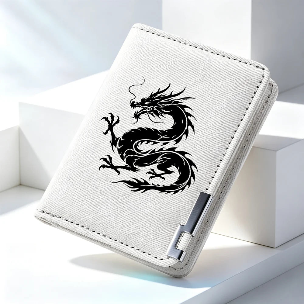 Men's Mini Multi-Functional Wallet Personalized Dragon Pattern PU Leather Credit Card Storage Wallet