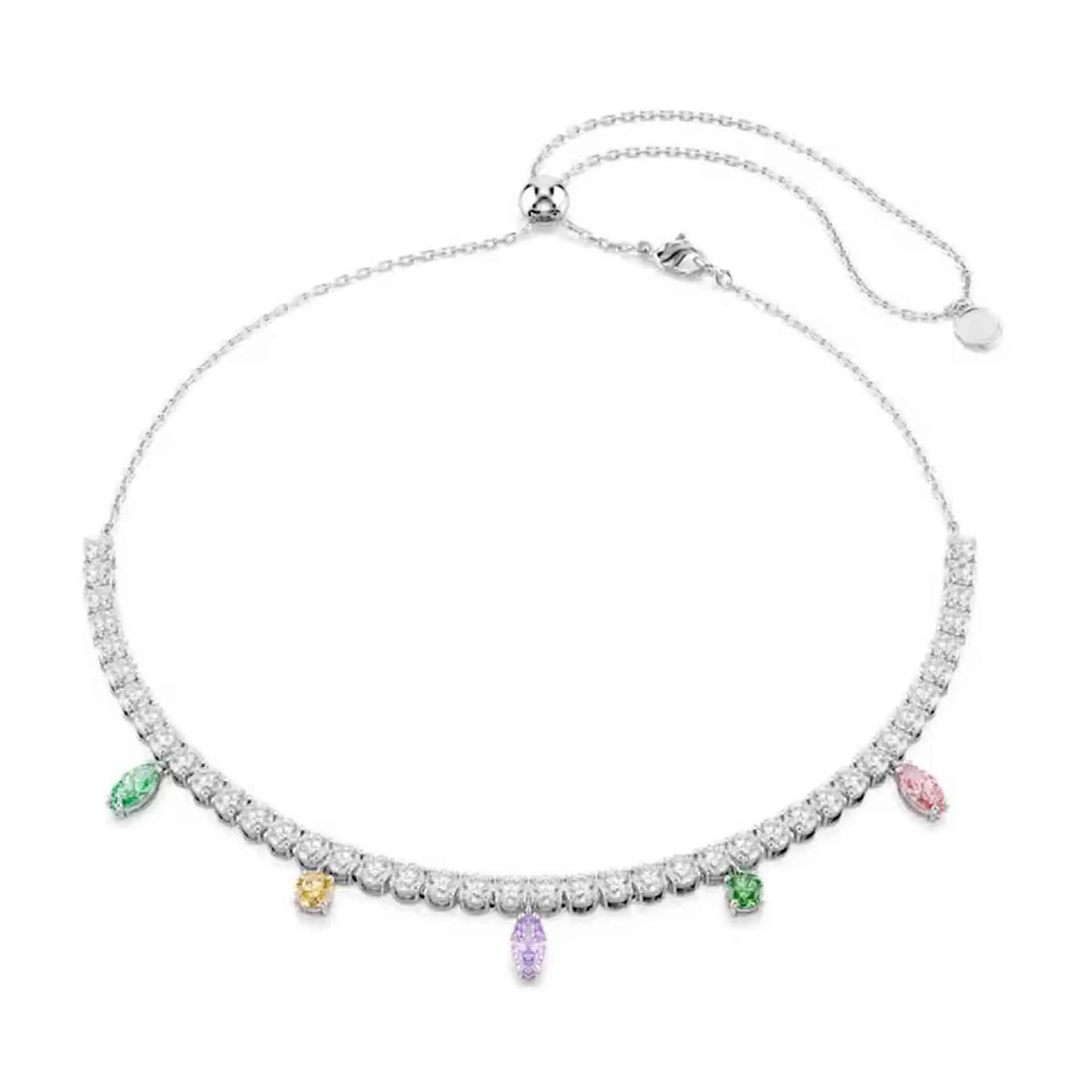Princess Rainbow Water Drop Crystal Necklace Earrings Ring Bracelet  Charming for Women Fine Jewelry Set Trendy Party Accessorie