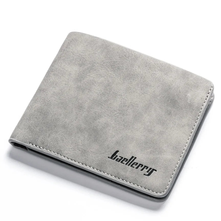 Baellerry Men's Thin Sanded Leather Short Wallet Multi Card Holder Simple Business Driver's License Card Organizer