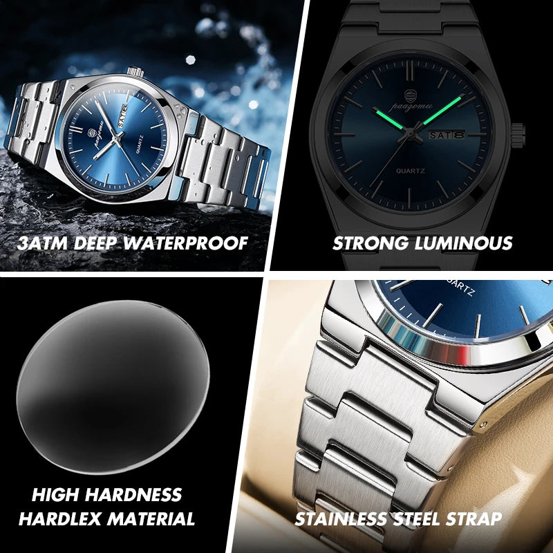 PAAZOMU Ultra Thin Quartz Watch Men Women Minimalist Style Waterproof Luminous Wristwatch Comfortable Strap Daily Office Gift