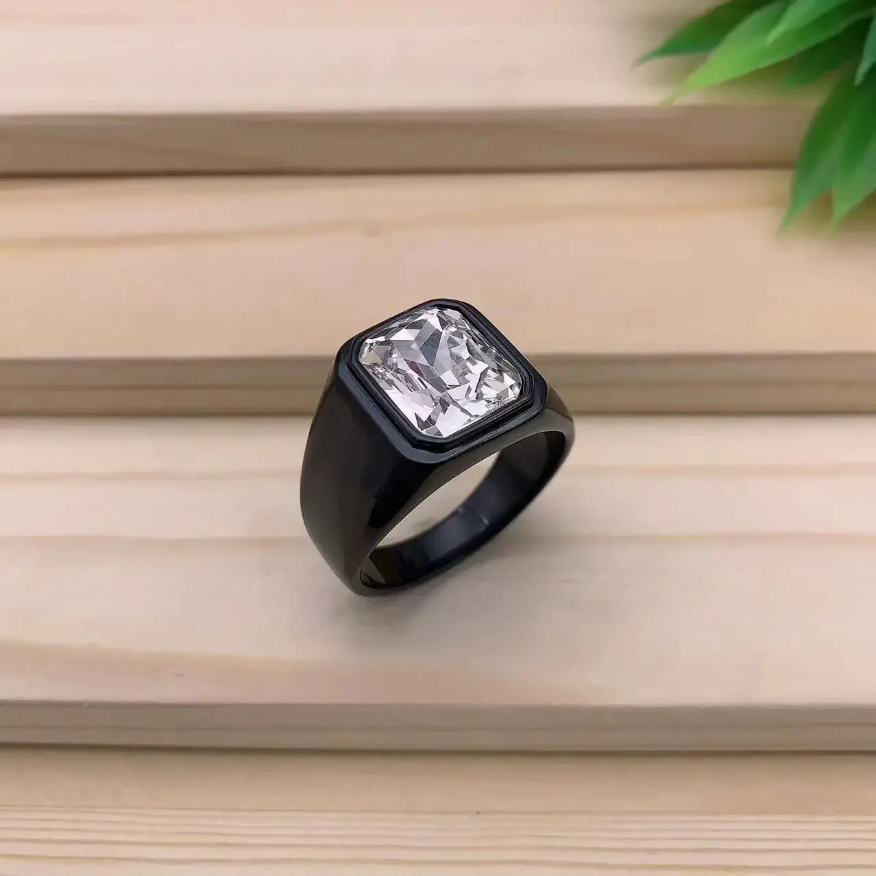 Men's/Women High Quality Stainless Steel Multiple Colors Gemstone Style Onyx Black Rings Jewelry