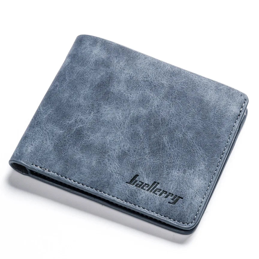 Baellerry Men's Thin Sanded Leather Short Wallet Multi Card Holder Simple Business Driver's License Card Organizer