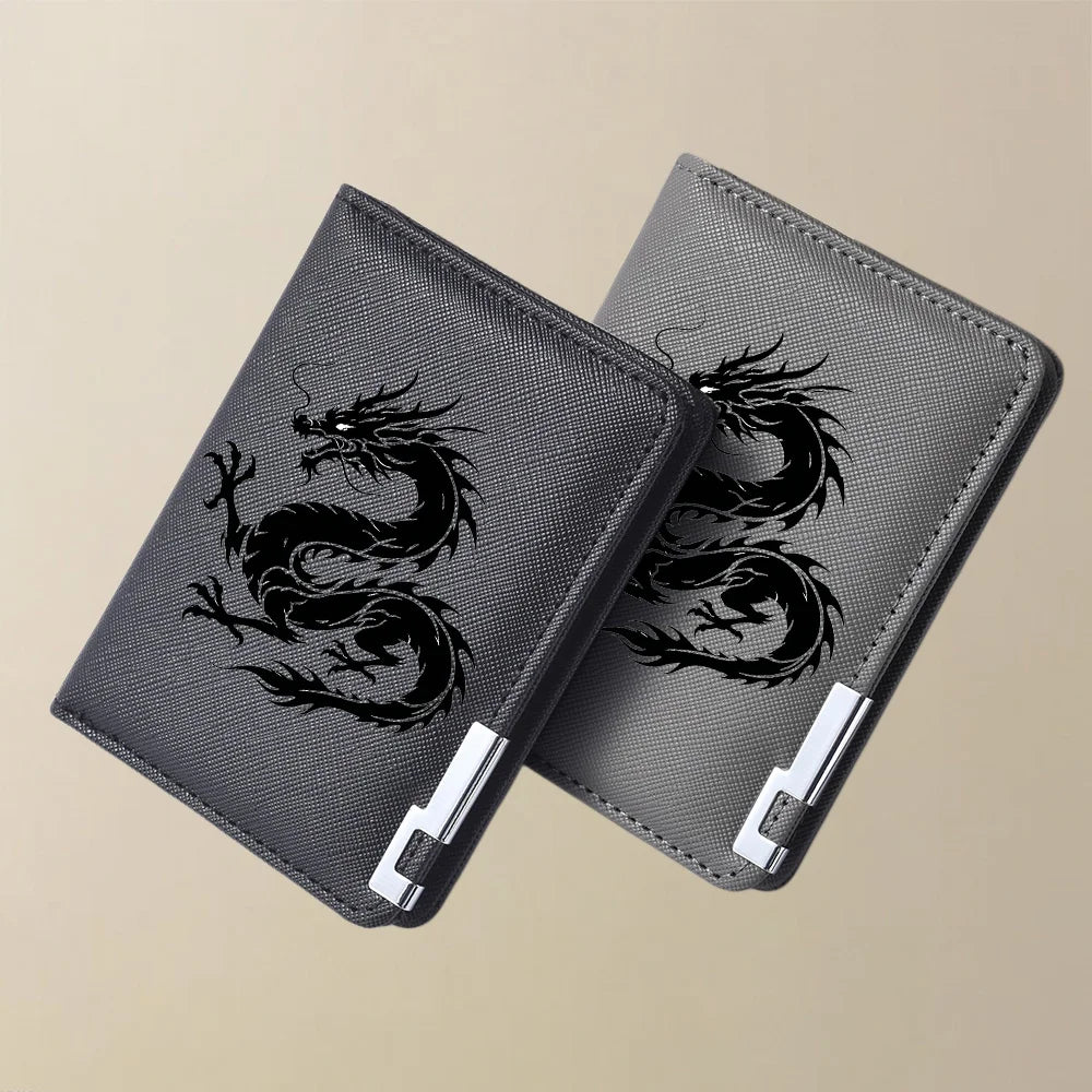 Men's Mini Multi-Functional Wallet Personalized Dragon Pattern PU Leather Credit Card Storage Wallet