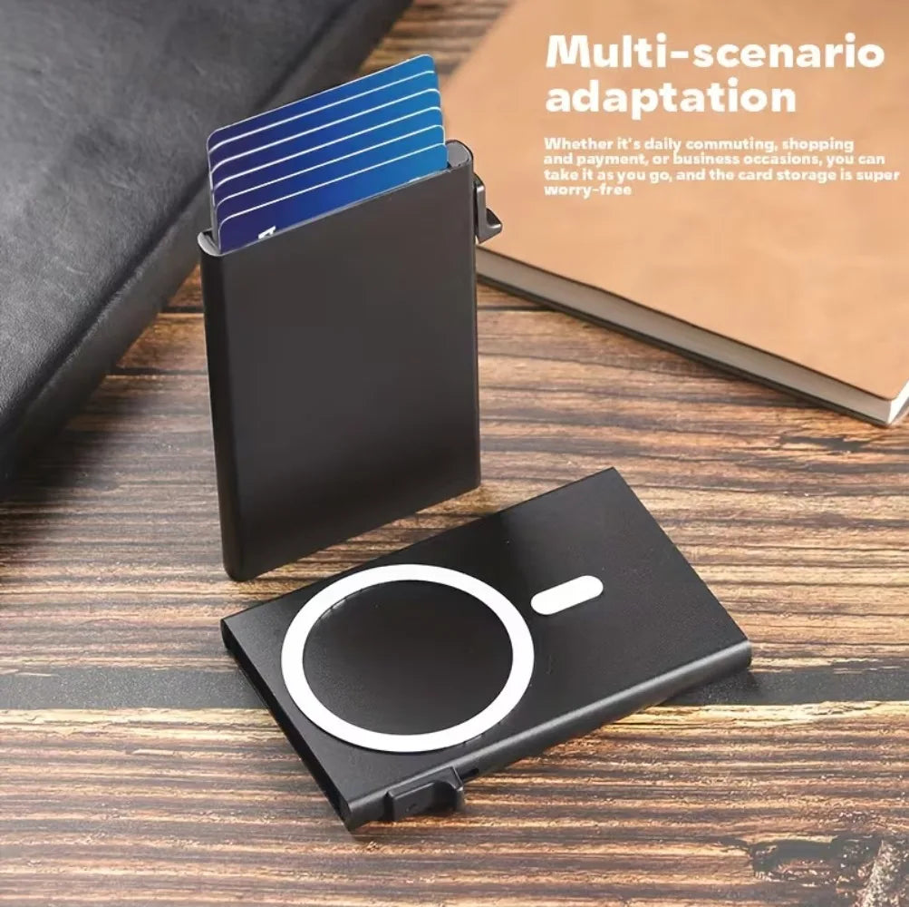 2026 New Arrival RFID Protection Card Box, Magnetic Aluminum Alloy Design, Fashion Pop-Up Card Clip Wallet For Men Women