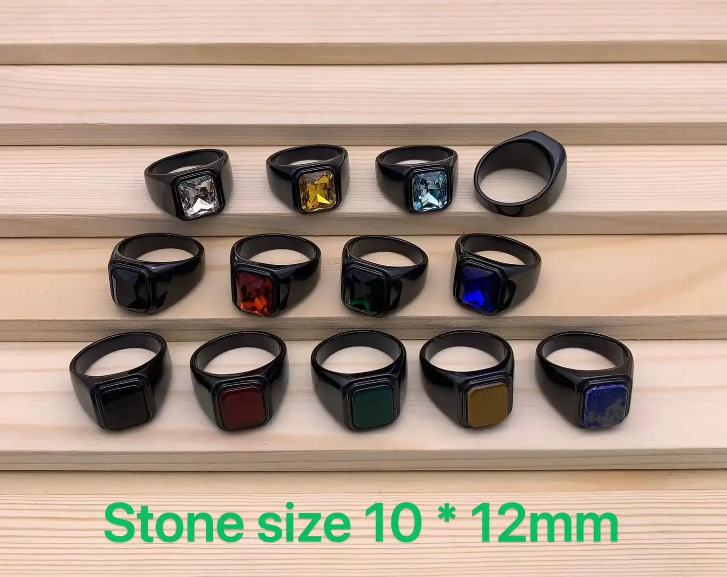 Men's/Women High Quality Stainless Steel Multiple Colors Gemstone Style Onyx Black Rings Jewelry