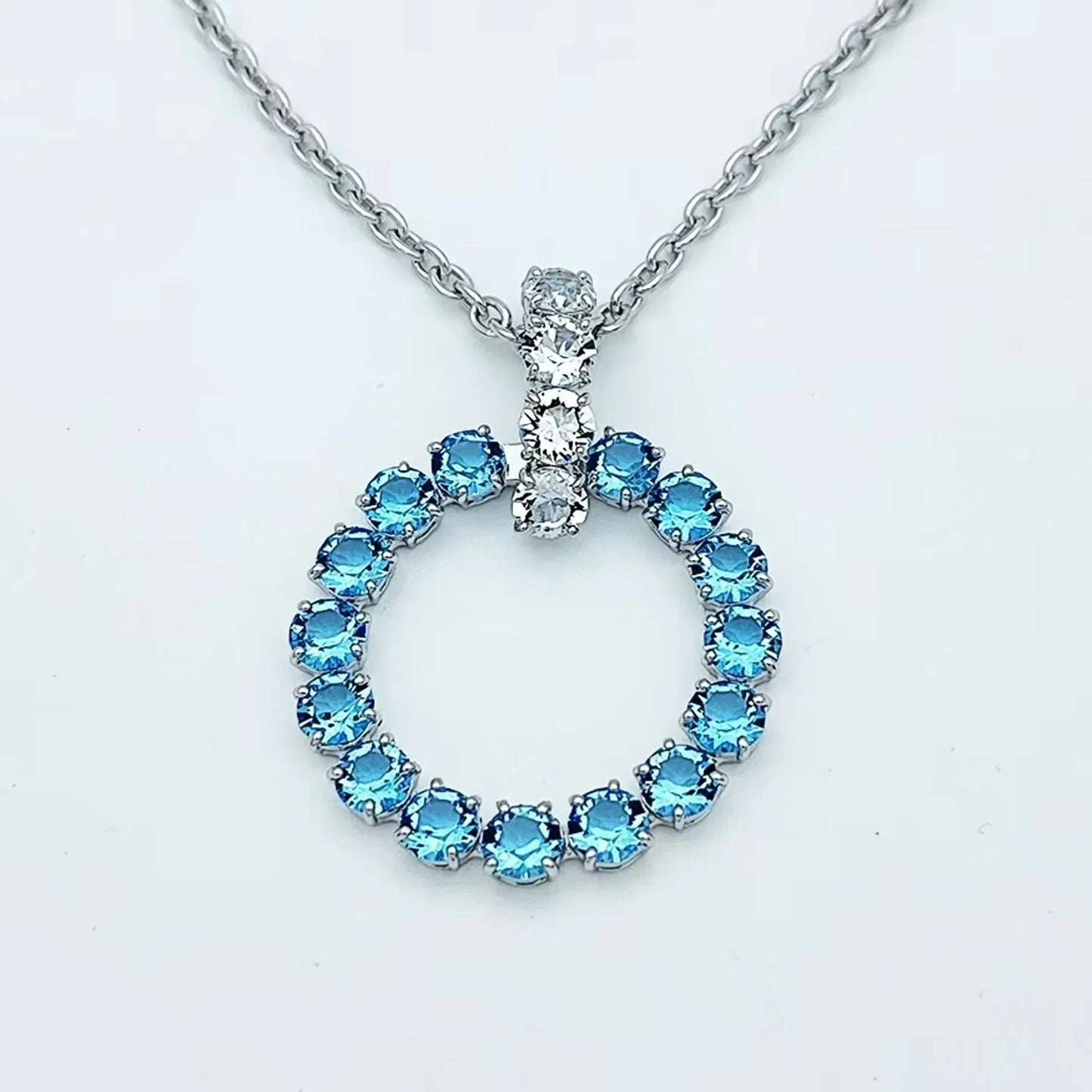 Princess Rainbow Water Drop Crystal Necklace Earrings Ring Bracelet  Charming for Women Fine Jewelry Set Trendy Party Accessorie