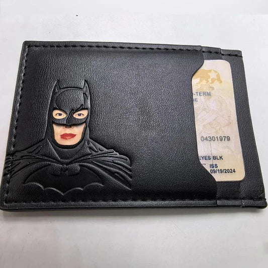 Leather Bat Wallet Personalized Superhero Mask Card Holder Bat ID Heroic Wallet Gift 2026