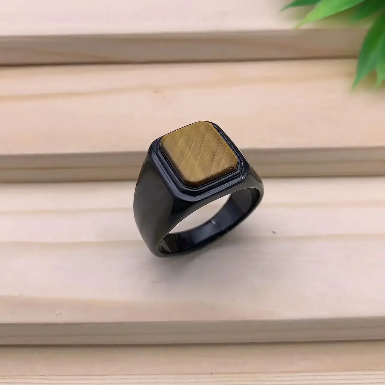 Men's/Women High Quality Stainless Steel Multiple Colors Gemstone Style Onyx Black Rings Jewelry