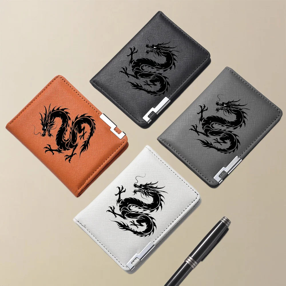 Men's Mini Multi-Functional Wallet Personalized Dragon Pattern PU Leather Credit Card Storage Wallet