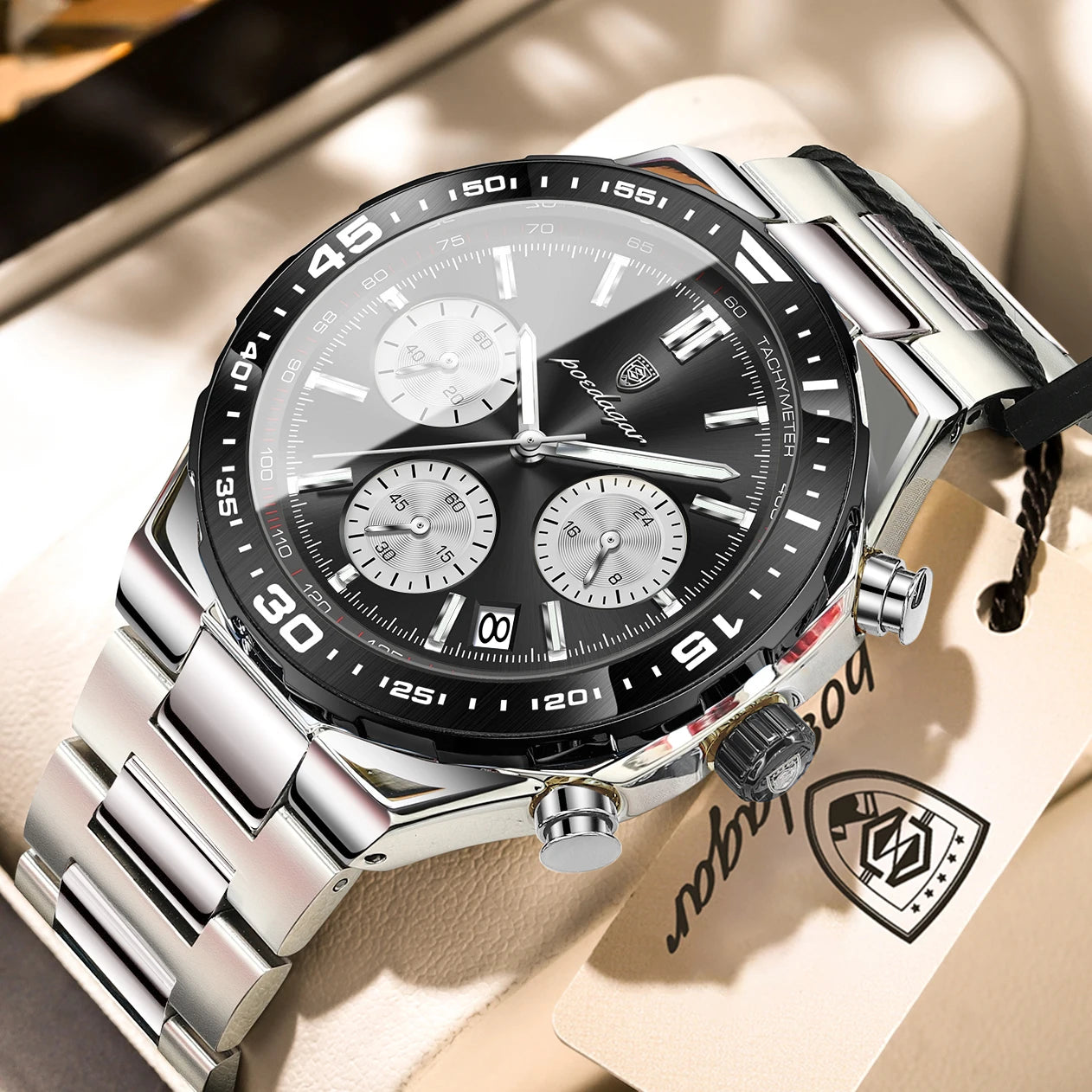 POEDAGAR Fashion Creative Men's Quartz Watch Waterproof Luminous Sport Man Clock Date Chronograph Business Watches For Men Reloj