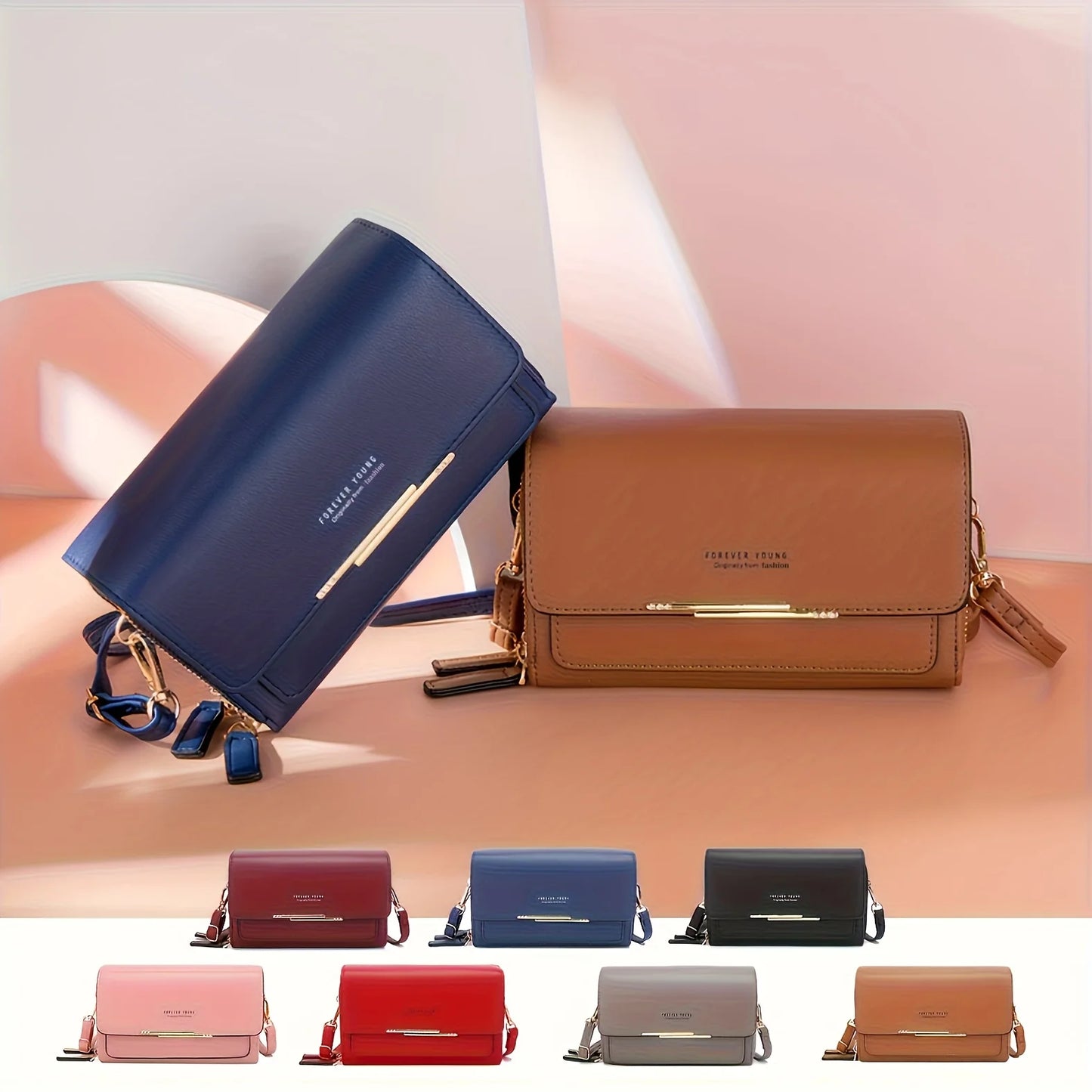 Fashionable Crossbody Bag, Mobile Phone Bag, Card Bag, Wallet, RFID Protective Adjustable Shoulder Strap, Handheld Coin Purse