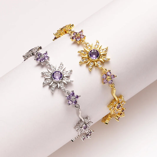 Sunflower Bracelet Sun Bracelet with Shiny Zirconia Holiday Gift for Travel Vacation Wear Essential Fashion Item for Going Out