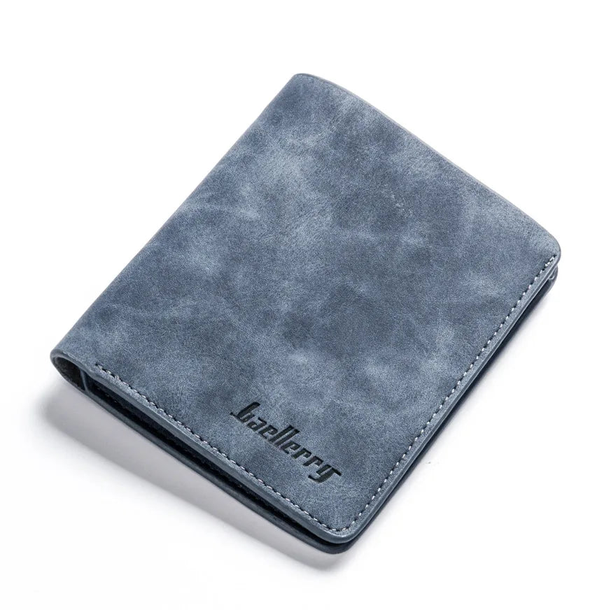 Baellerry Men's Thin Sanded Leather Short Wallet Multi Card Holder Simple Business Driver's License Card Organizer