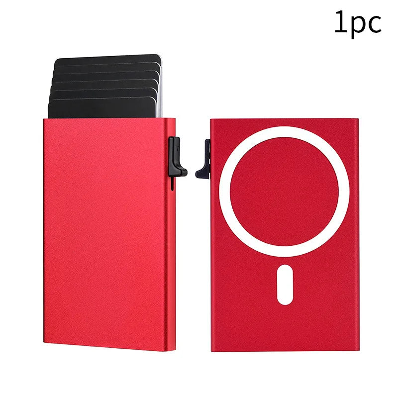 2026 New Arrival RFID Protection Card Box, Magnetic Aluminum Alloy Design, Fashion Pop-Up Card Clip Wallet For Men Women