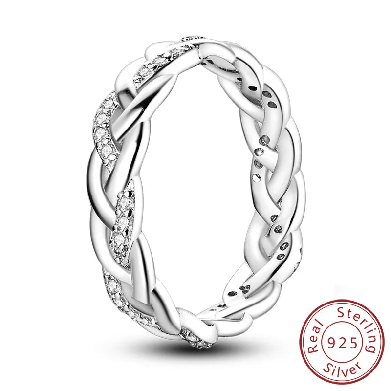 New Original 925 Sterling Silver Rings Stackable Infinite Silver Zircon Ring For Women Wedding Anniversary Birthday Jewelry Gift