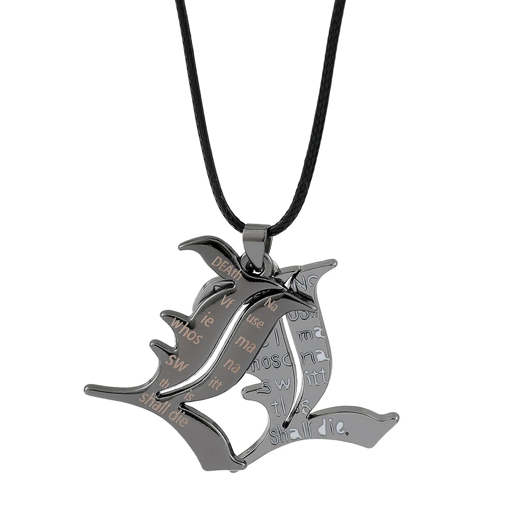 Anime Death Note L Logo Pendant Necklace Cross Black Rope Leather Choker Fashion Mystery Jewelry Accessory for Men Women