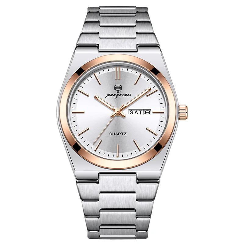 PAAZOMU Ultra Thin Quartz Watch Men Women Minimalist Style Waterproof Luminous Wristwatch Comfortable Strap Daily Office Gift