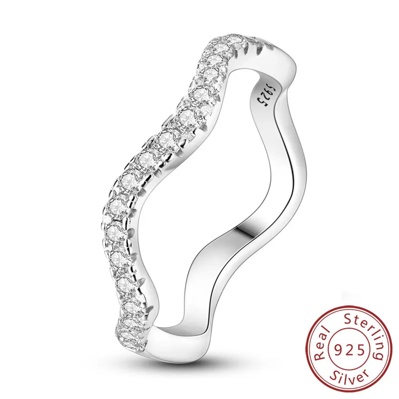 New Original 925 Sterling Silver Rings Stackable Infinite Silver Zircon Ring For Women Wedding Anniversary Birthday Jewelry Gift