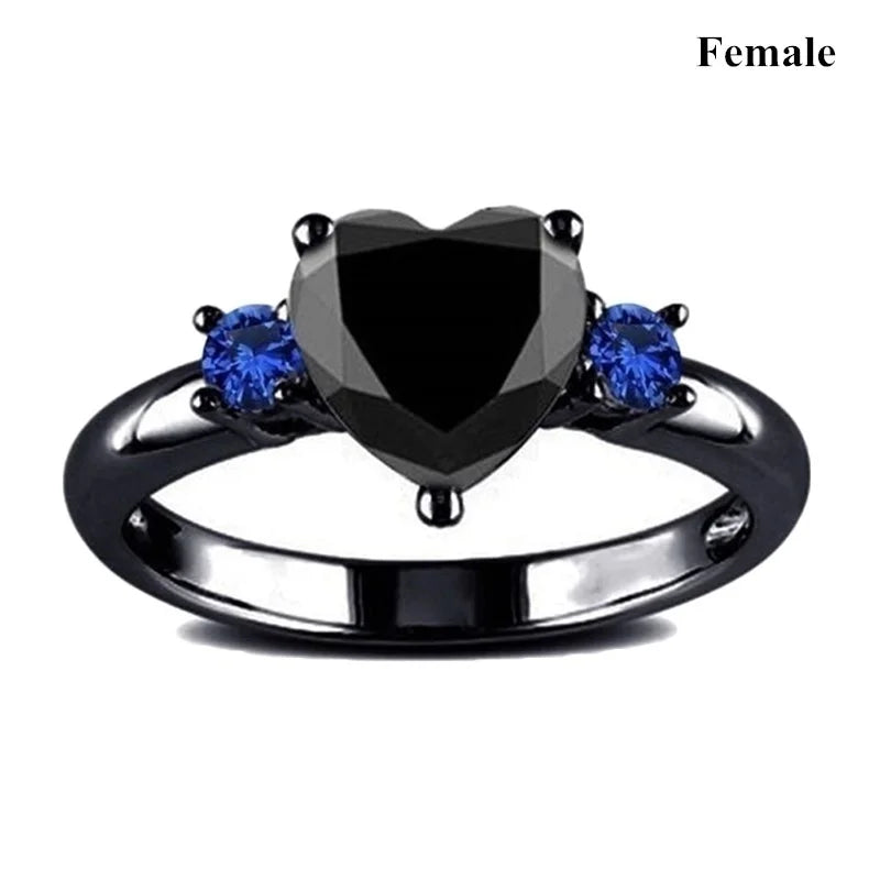 Charm Couple Rings Romantic Women Red Rhinestones Rings Set Trendy Men Stainless Steel Celtic Dragon Rings Wedding Band Jewelry