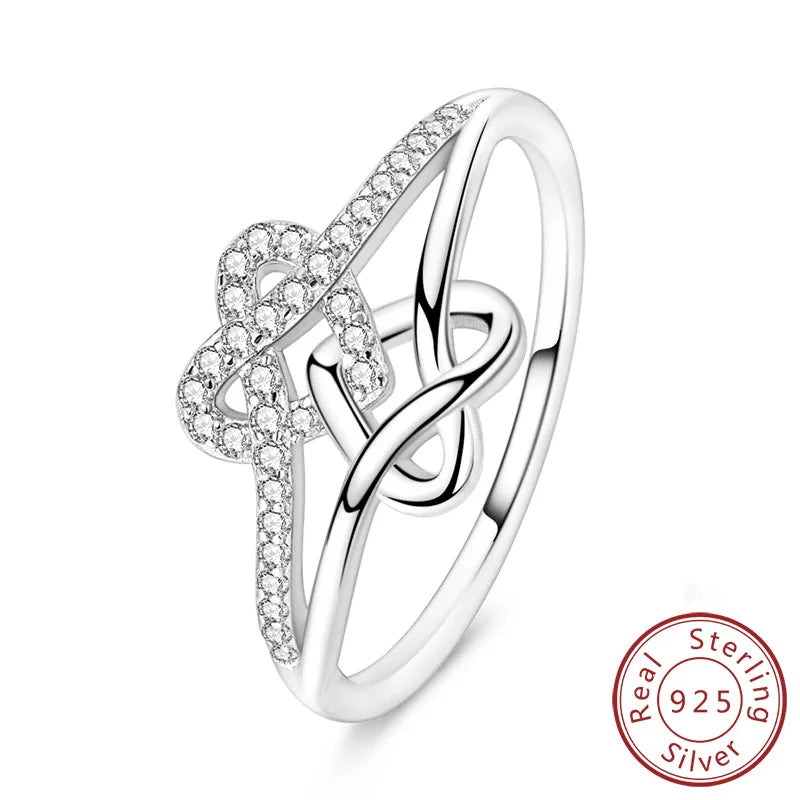 New Original 925 Sterling Silver Rings Stackable Infinite Silver Zircon Ring For Women Wedding Anniversary Birthday Jewelry Gift