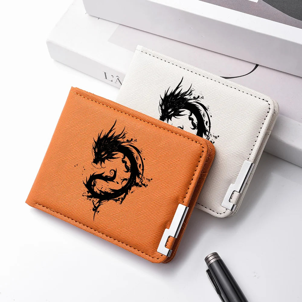 Fashionable High-Quality Men's Wallet Black Dragon Pattern Compact Lightweight Durable Men's Purse