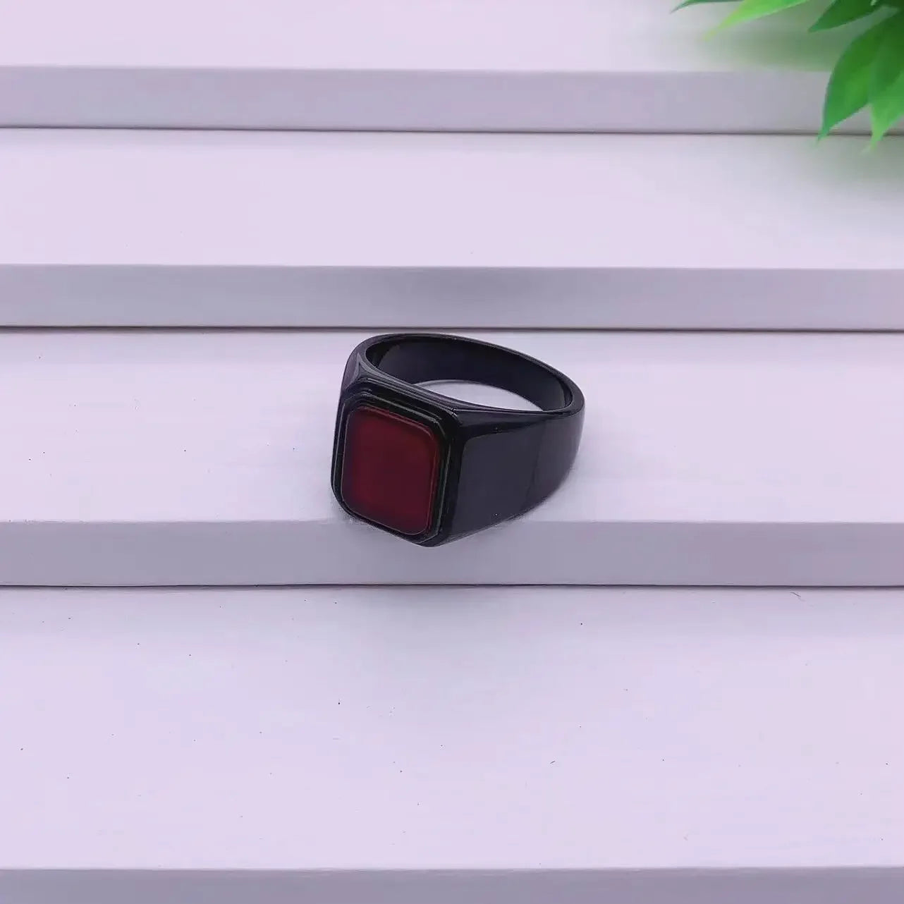 Men's/Women High Quality Stainless Steel Multiple Colors Gemstone Style Onyx Black Rings Jewelry