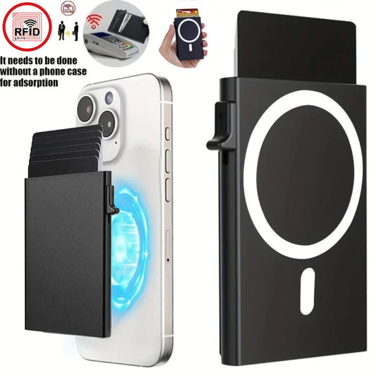 2026 New Arrival RFID Protection Card Box, Magnetic Aluminum Alloy Design, Fashion Pop-Up Card Clip Wallet For Men Women