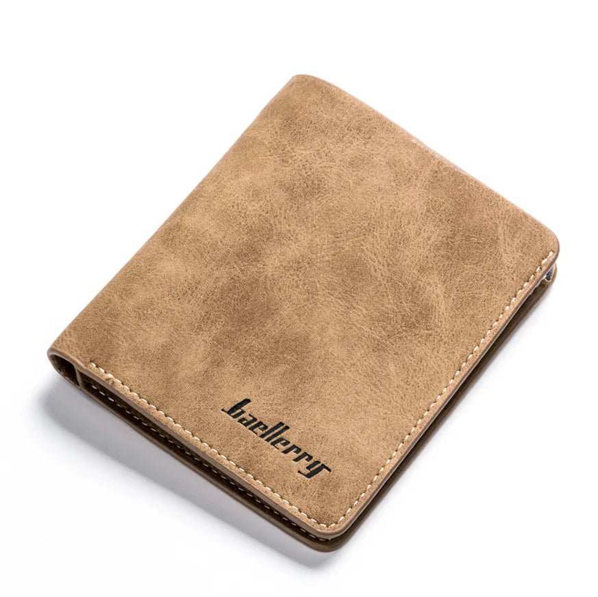 Baellerry Men's Thin Sanded Leather Short Wallet Multi Card Holder Simple Business Driver's License Card Organizer