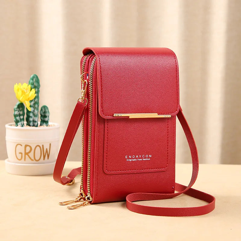 Women Crossbody Shoulder Bags Wallets Touch Screen Cell Phone Purse Soft Leather Strap Handbag for Female Luxury Messenger Bags