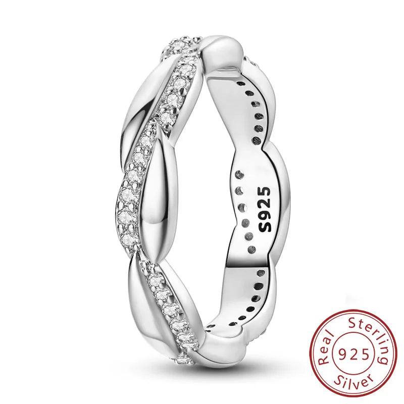 New Original 925 Sterling Silver Rings Stackable Infinite Silver Zircon Ring For Women Wedding Anniversary Birthday Jewelry Gift
