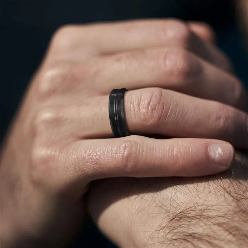 Somen Men Ring Black Tungsten Carbide Ring 6mm 8mm Groove Brushed Wedding Band Male Engagement Rings Anel Masculino Comfort Fit