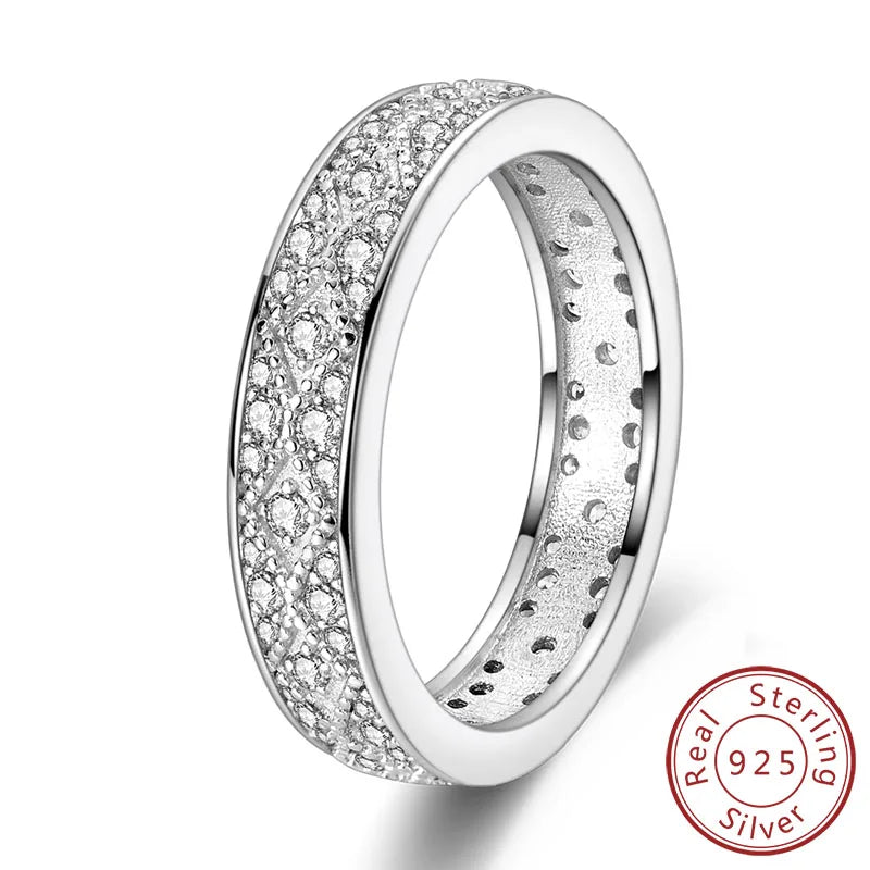 New Original 925 Sterling Silver Rings Stackable Infinite Silver Zircon Ring For Women Wedding Anniversary Birthday Jewelry Gift