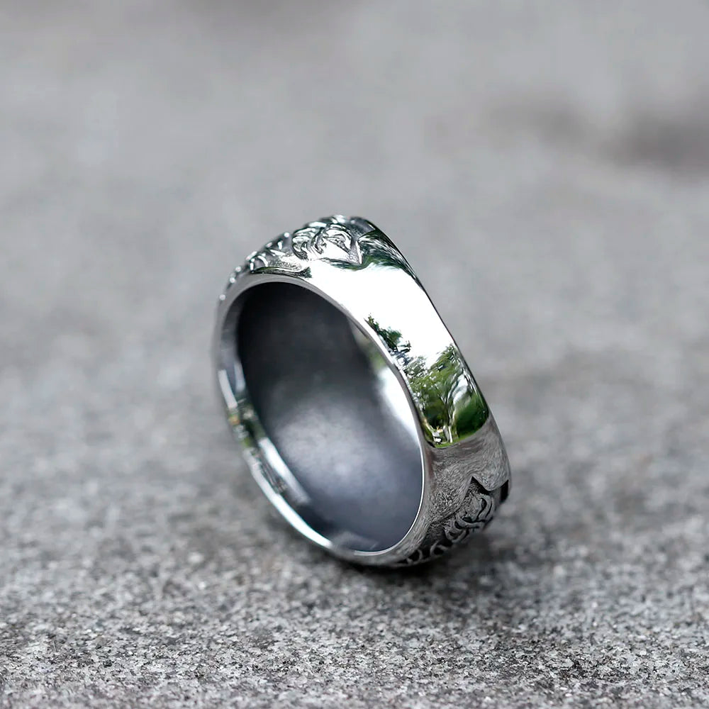 2023 New Updated Design Lucifer Satan Signet Ring For Men With Black Stone Stainless Steel Vintage Jewelry Gift free shipping