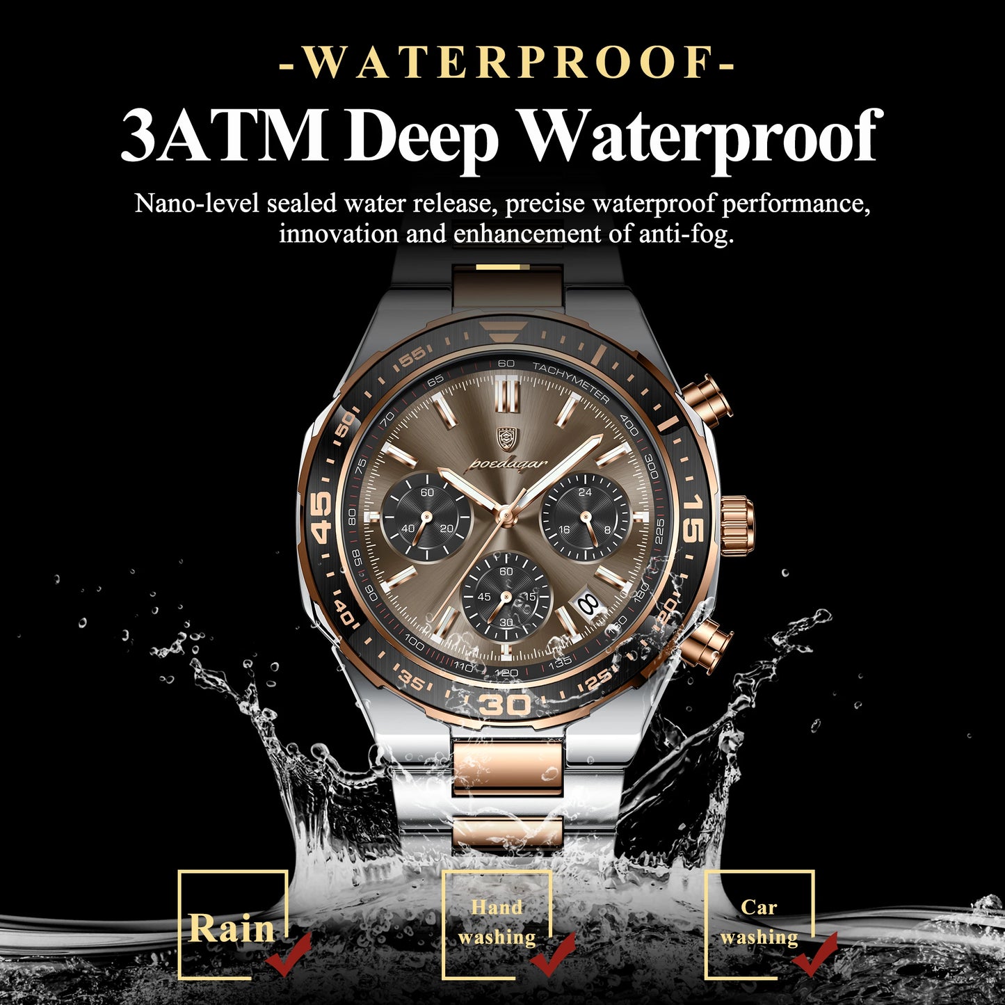 POEDAGAR Fashion Creative Men's Quartz Watch Waterproof Luminous Sport Man Clock Date Chronograph Business Watches For Men Reloj
