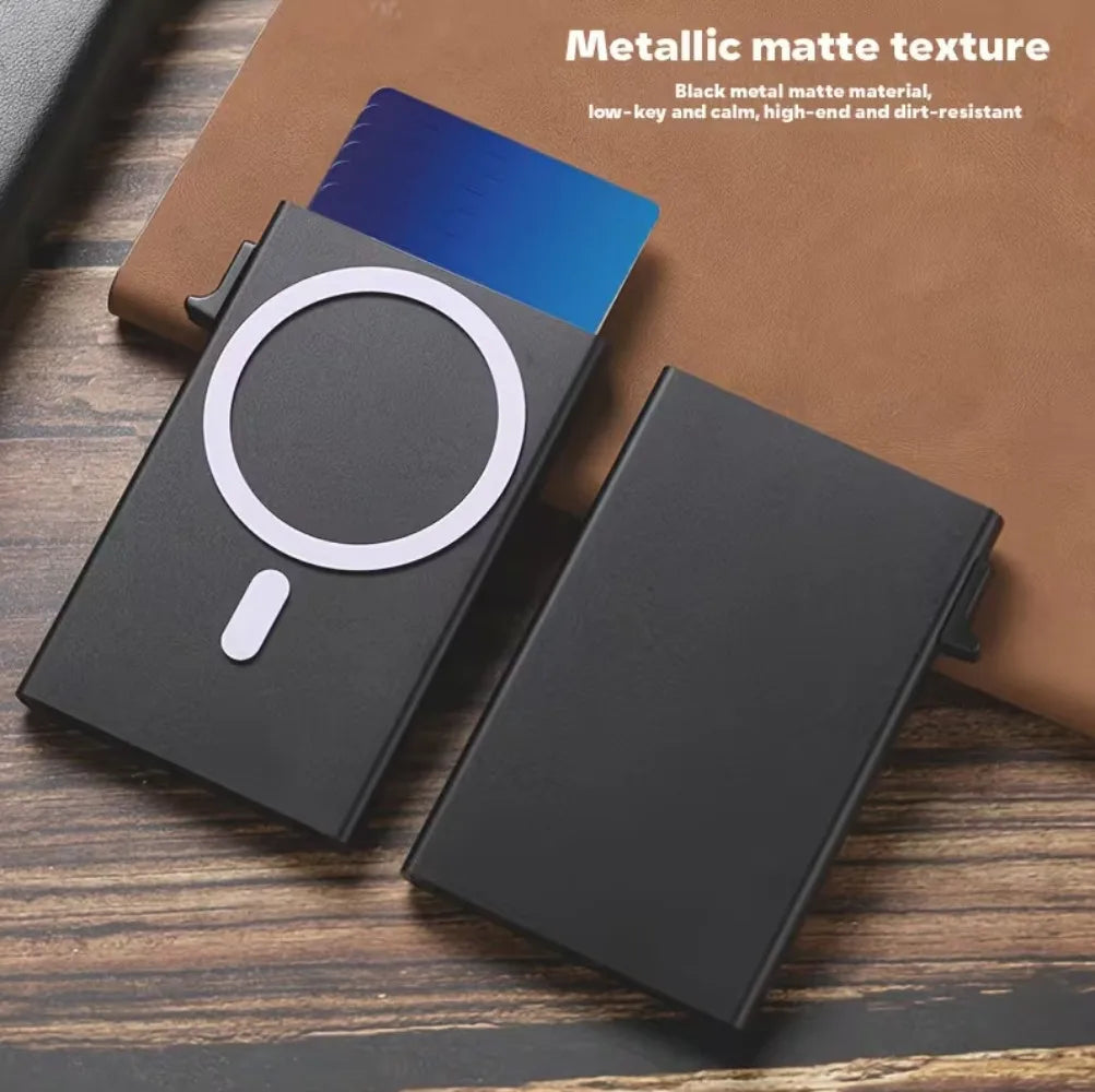 2026 New Arrival RFID Protection Card Box, Magnetic Aluminum Alloy Design, Fashion Pop-Up Card Clip Wallet For Men Women