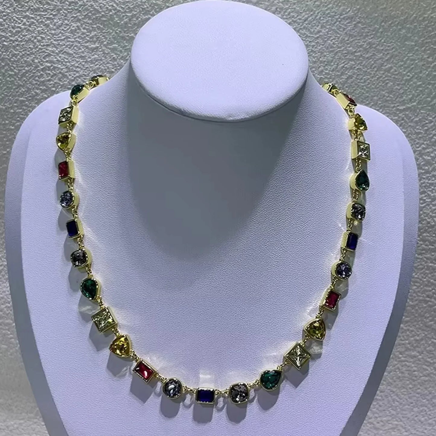 Princess Rainbow Water Drop Crystal Necklace Earrings Ring Bracelet  Charming for Women Fine Jewelry Set Trendy Party Accessorie