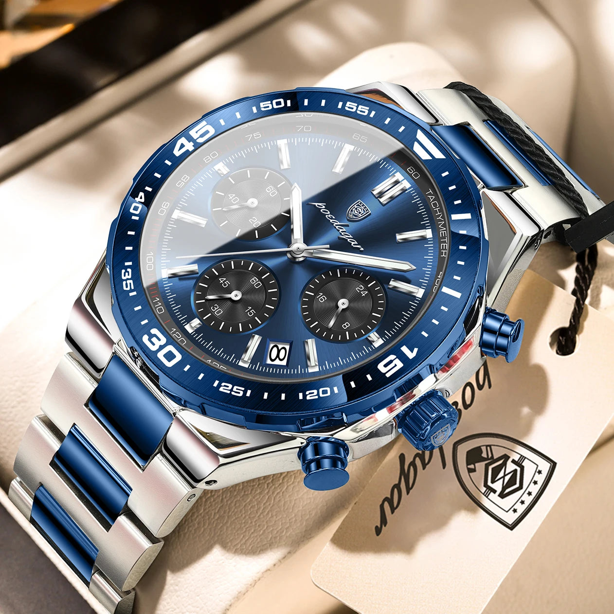 POEDAGAR Fashion Creative Men's Quartz Watch Waterproof Luminous Sport Man Clock Date Chronograph Business Watches For Men Reloj
