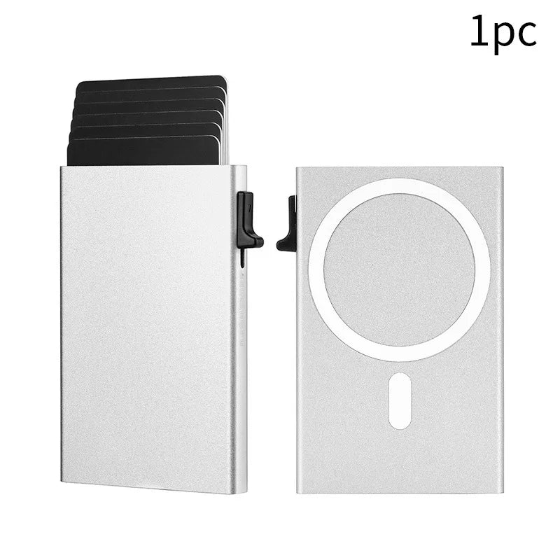 2026 New Arrival RFID Protection Card Box, Magnetic Aluminum Alloy Design, Fashion Pop-Up Card Clip Wallet For Men Women