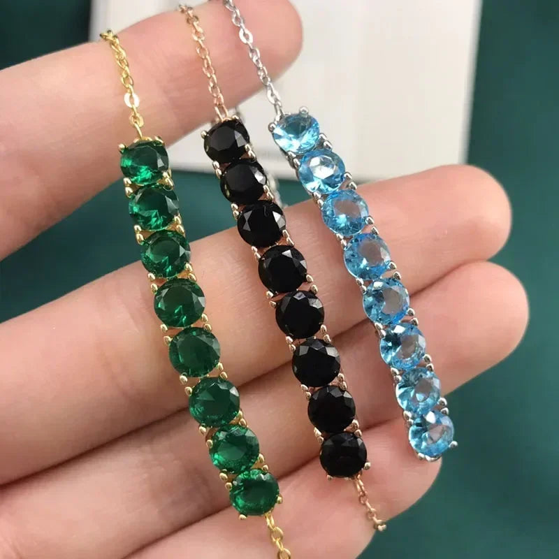 Princess Rainbow Water Drop Crystal Necklace Earrings Ring Bracelet  Charming for Women Fine Jewelry Set Trendy Party Accessorie