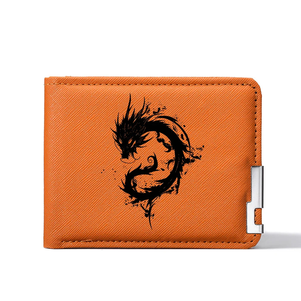 Fashionable High-Quality Men's Wallet Black Dragon Pattern Compact Lightweight Durable Men's Purse