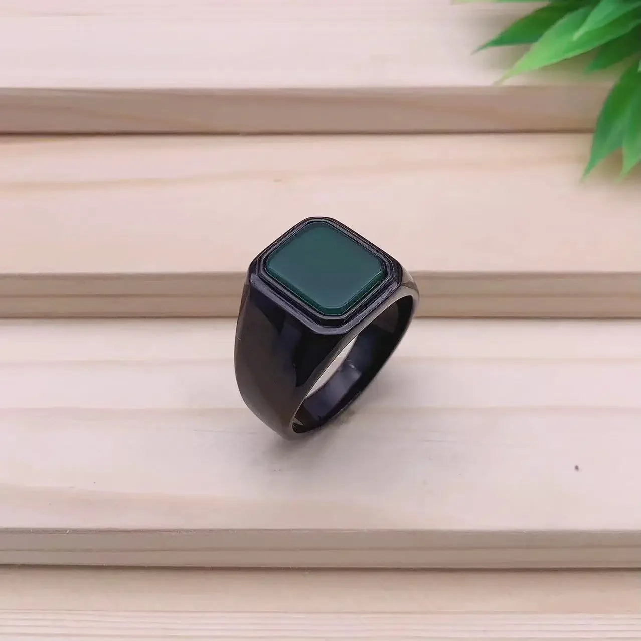 Men's/Women High Quality Stainless Steel Multiple Colors Gemstone Style Onyx Black Rings Jewelry