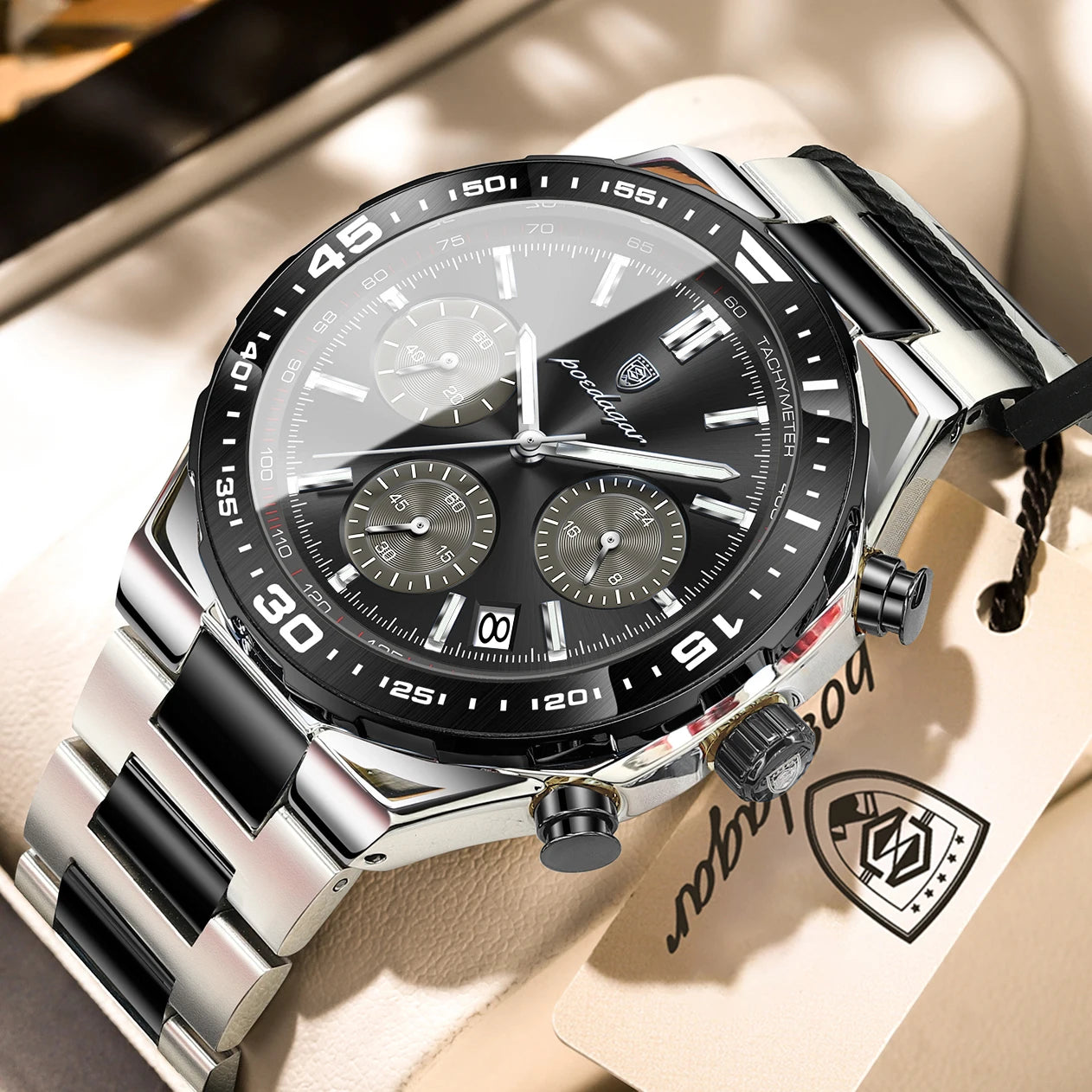 POEDAGAR Fashion Creative Men's Quartz Watch Waterproof Luminous Sport Man Clock Date Chronograph Business Watches For Men Reloj